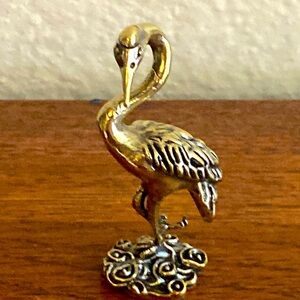 NEW BRASS MINI CRANE FIGURINE